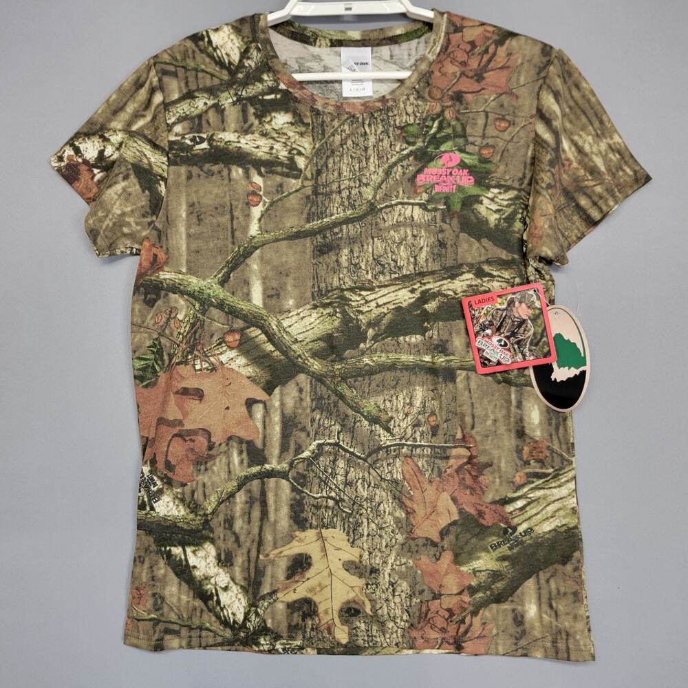 Mossy Oak T-Shirt Womens Large Camo Break Up InfinityHunting Tee Outdoor New